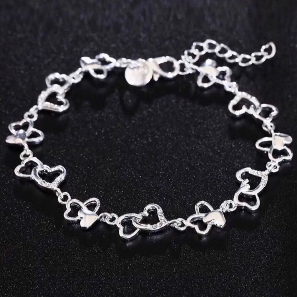 Sterling Silver Heart Link Bracelet